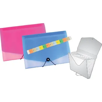 Aktovka na dokumenty Aktovka na dokumenty se 13ti přihrádkami, čirá/růžová