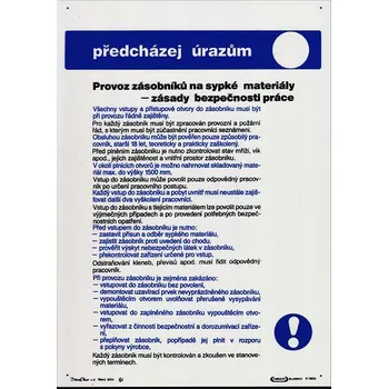 Značení Provoz zásobníků na sypké materiály - zásady bezpečnosti práce
