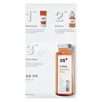 Pleťová maska MISSHA 3step Whitening Mask – Rozjasňující maska s vitamínem C ve třech krocích