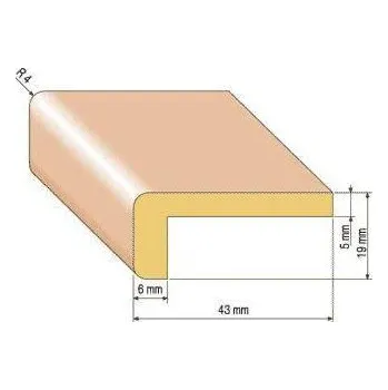soklová lišta Dřevěná rohová lišta, 43x19 mm Varianta: borovice 2 metry