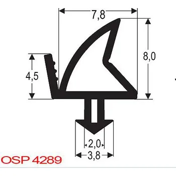 Těsnění do okna a dveří Těsnění plastových oken KÖMMERLING, REHAU, SCHÜCO, OSP4289 Varianta: OSP 4289, cena za 25m