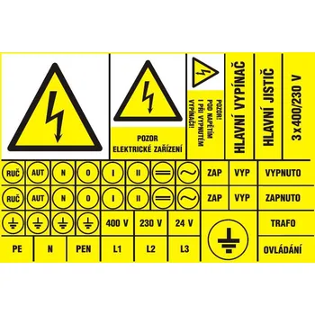 Značení Aršík elektroznačení - 44 symbolů (typ 3x blesk)