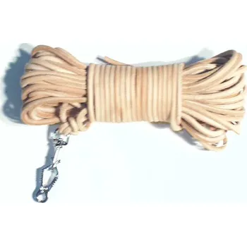 Vodítko pro psa Barvářská šňůra kulatá 4 mm přírodní 12 m, přezka
