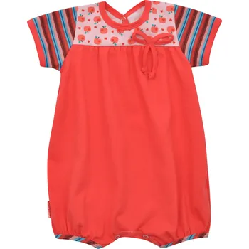 Kojenecký overall dívčí letní bavlněný overal s jablíčky