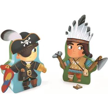 Dřevěná hračka Djeco Aventuro Indián a pirát