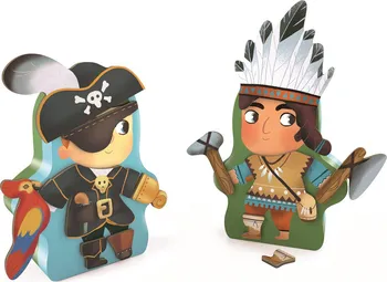 Dřevěná hračka Djeco Aventuro Indián a pirát 