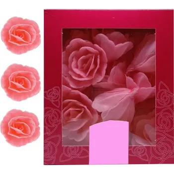 Jedlá dekorace na dort Dekorace oplatková - Růže malá 30 mm, růžová 35 ks