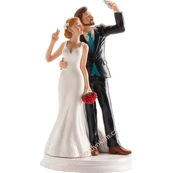 Svatební dekorace Figurka na dort - ženich a nevěsta selfie