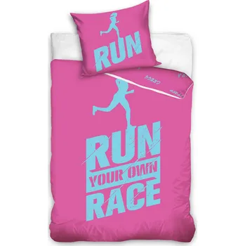 Povlečení Recenze TipTrade Perkálové povlečení Run růžové 140 x 200 cm, 70 x 90 cm