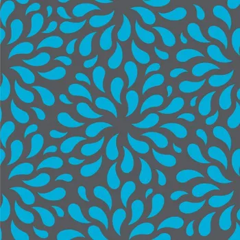 Galanterie Impregnovaná látka kočárkovina, kapky tyrkys, šedý podklad, látka, metráž