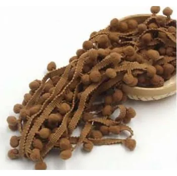 Prýmek - bambulky 15 mm, hnědá, balení 4m