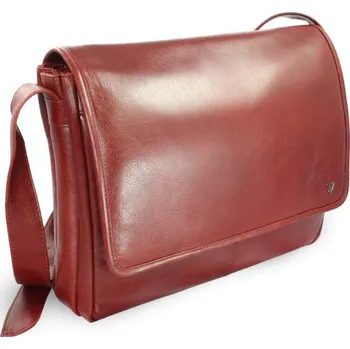 Červená kožená taška na notebook Laurien