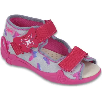 Dívčí bačkory Bačkůrky papučky sandálky Befado Papi 242P077 s koženou stélkou s motýlky velikost: 23