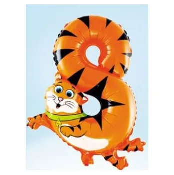 Balónek Balón foliový Tygr 35 cm - číslice 8 (NELZE PLNIT HELIEM) - safari