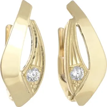 Náušnice Náušnice ze žlutého zlata se zirkony NA5001 + DÁREK ZDARMA