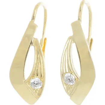 Náušnice Náušnice ze žlutého zlata se zirkony NA4001 + DÁREK ZDARMA