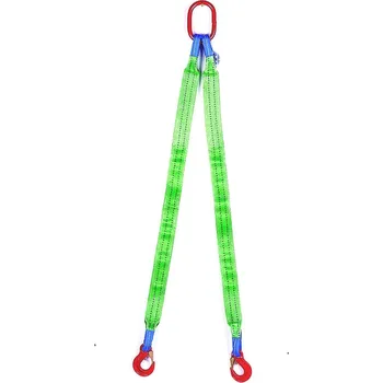 Upínací popruh Zvedací plochý pás dvoupramenný s okem a háky 2800kg HBG2-020-LHO, Délka pásu/smyčky 1 m