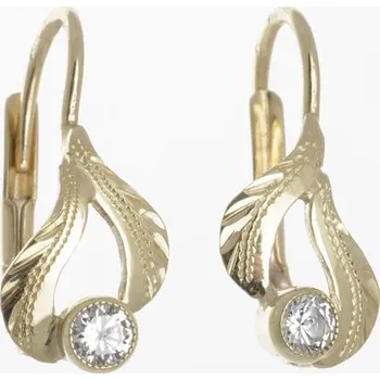 Náušnice Náušnice ze žlutého zlata se zirkony NA0225 + DÁREK ZDARMA