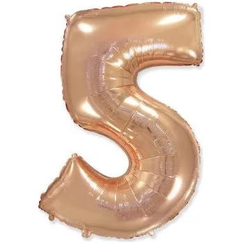 Party dekorace Balón foliový číslice RŮŽOVO ZLATÁ - ROSE GOLD 102 cm - 5