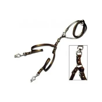 Obojek pro psa Zubíček - výroba loveckých potřeb Vypouštěcí vodítko pro dva psy z ploché kůže