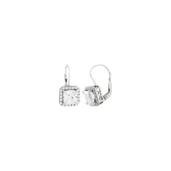 Náušnice Náušnice bílé zlato ze soupravy Čtverec velký se zirkony