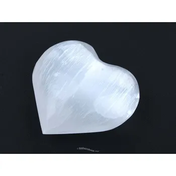 Přírodní kámen Srdce plastické Selenit 60mm