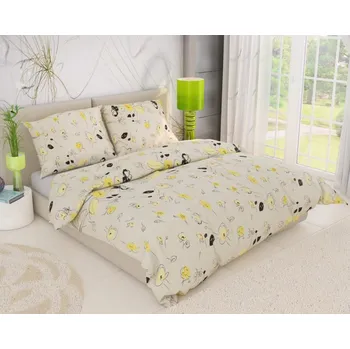 Povlečení Kvalitex béžové krepové povlečení 140 x 220, 70 x 90 cm