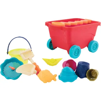 Hračka na písek B.Toys Vozík s hračkami na písek červený