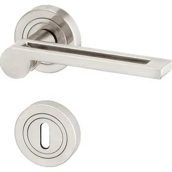 Dveřní kování Dveřní kování BERLIN R matný nikl KK (Dveřní rozetové kování BERLIN R matný nikl , vhodná pro interiér, pro dozický (obyčejný), cylindrický (fab) zámek, nebo s uzamykací páčkou na WC.)