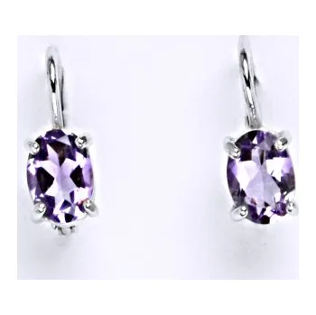 Náušnice Stříbrné náušnice, přírodní ametyst světlý, náušnice ze stříbra, NK 1246
