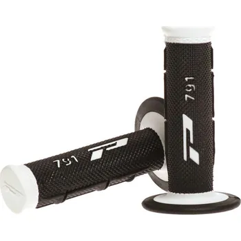Dvouvrstvé motokrosové rukojeti - gripy Progrip 791 WHITE/BLACK (Rukojeti na řidítka, ručky na moto)
