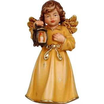 Vánoční dekorace Ornatis Anděl s lucernou Provedení: Malovaná, Velikost stojících figur dospělých postav: 5 cm Dřevěný vyřezávaný anděl s lucernou