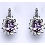 Stříbrné náušnice Kate, přírodní ametyst světlý a čiré zirkony, stříbro, NK 1480