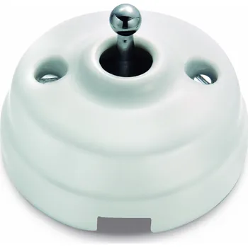 vypínač FONTINI by Font Barcelona Porcelánový vypínač Dimbler bílá/chromová páčka Řazení: Vypínač č.6 – schodišťák, Úprava: s dírou pro kabel 60 308 44 2