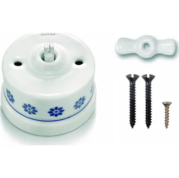 vypínač FONTINI by Font Barcelona Porcelánový vypínač povrchový Garby M/S dekor, klička bílá Řazení: Vypínač č.6 – schodišťák – ovládá se ze 2 míst 30 308 61 17