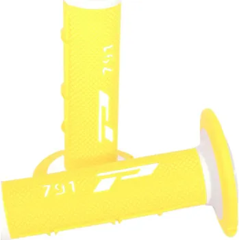 Dvouvrstvé motokrosové rukojeti - gripy Progrip 791 WHITE/FLUO YELLOW (Rukojeti na řidítka, ručky na moto)