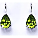 Stříbrné náušnice, kapky, přírodní olivín, náušnice na klapku, NK 1361 (olivín 8x6 mm)
