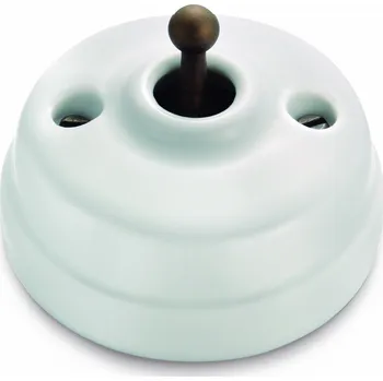 vypínač FONTINI by Font Barcelona Porcelánový vypínač Dimbler bílá/antická bronz páčka Řazení: Vypínač č.6 – schodišťák 60 308 65 2