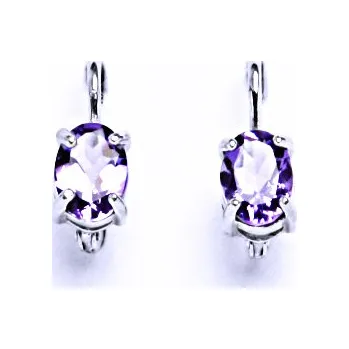 Náušnice Stříbrné náušnice, přírodní ametyst, světlý, náušnice ze stříbra, NK 1246