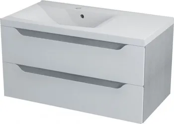 Koupelnový nábytek Sapho Wave II WA094L 90 x 45 x 48 cm, levá, bílá/dub stříbrný