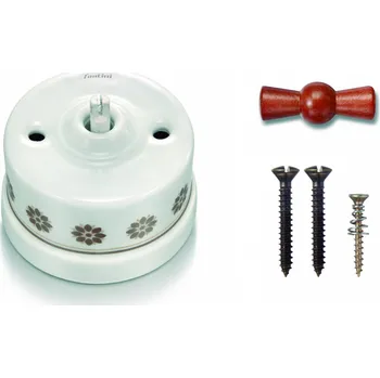 vypínač FONTINI by Font Barcelona Porcelánový vypínač povrchový Garby H/Z dekor, klička med Řazení: Vypínač č.6 – schodišťák – ovládá se ze 2 míst 30 308 63 19