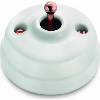 vypínač FONTINI by Font Barcelona Porcelánový vypínač Dimbler bílá/měděná páčka Řazení: Vypínač č.6 – schodišťák 60 308 62 2