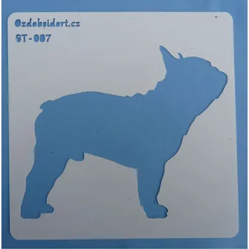 Jedlá dekorace na dort Stencila pes buldoček