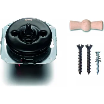 vypínač FONTINI by Font Barcelona Porcelánový vypínač Garby Colonial černý/klička natural Řazení: Vypínač č.1 - ovládá jeden světelný okruh z jednoho místa 31 306 27 00