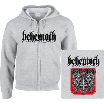 Pánská mikina šedivá mikina s kapucí a zipem Behemoth