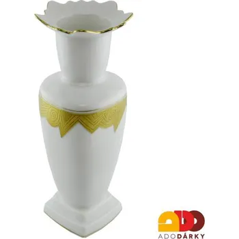 Váza Nepravidelná váza zdobená 14K zlatem 27 cm (Porcelánová váza zdobená 14K zlatem)