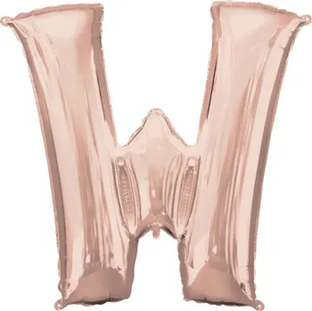 Balónek Písmeno W růžovo-zlaté foliový balónek 83 cm Amscan 3658601