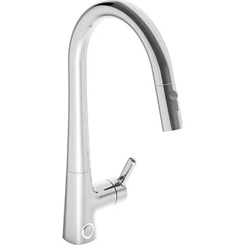 Vodovodní baterie Hansadesigno Style Comfort+- páková dřezová baterie, vytahovací sprcha, ventil pro myčku 51372283