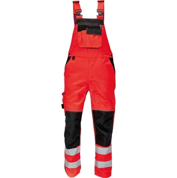 montérky Červa Knoxfield Hi-Vis kalhoty s laclem červené