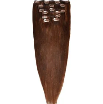 Příčesek CLIP IN 7pásů STŘEDNĚ HNĚDÁ #04, 70g, 40cm, 100% lidské vlasy